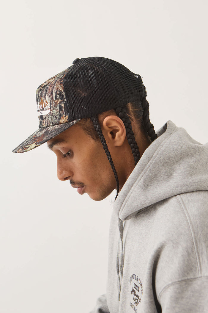 Unisex Ford X Brixton Trucker Hat in the color Boxwood Green - Men's Side View