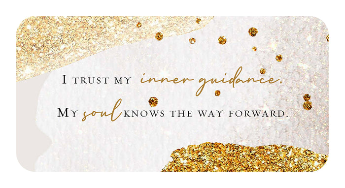 From the Heart Inspiration Cards with gold accents featuring affirmations about inner guidance and soul awareness.