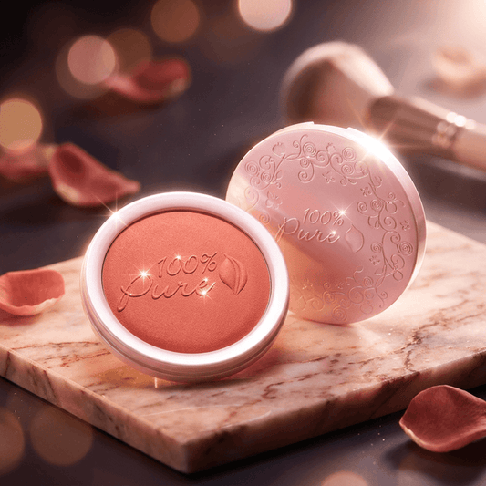Fruit Pigmented® Blush Mimosa by 100% Pure, a natural fruit pigmented blush with a radiant finish and pressed rice powder.