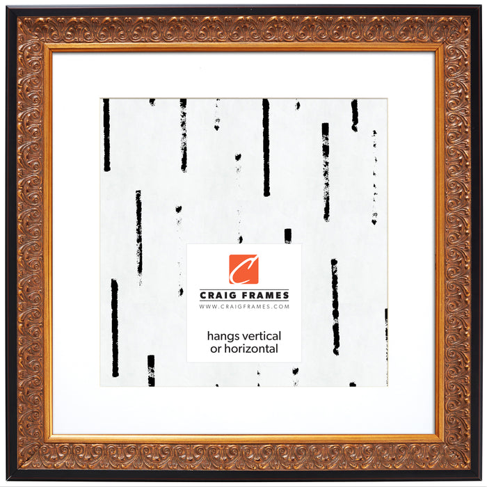 Furio 1.75", Distressed Gold and Black Matted Picture Frame