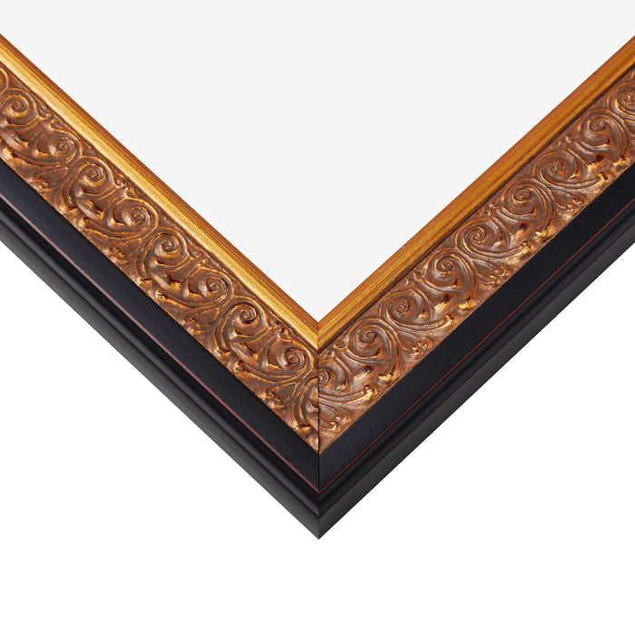 Furio 1.75", Distressed Gold and Black Matted Picture Frame
