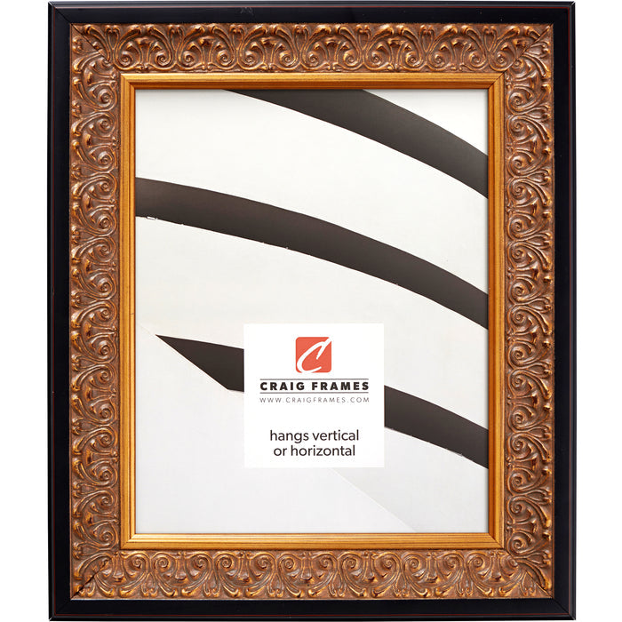 Furio 1.75", Distressed Gold and Black Picture Frame