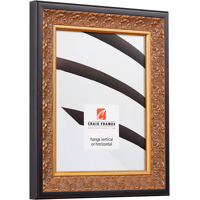 Furio 1.75", Distressed Gold and Black Picture Frame