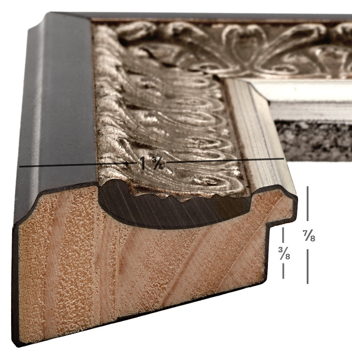 Furio 1.75", Distressed Silver and Black Picture Frame
