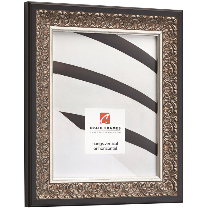 Furio 1.75", Distressed Silver and Black Picture Frame