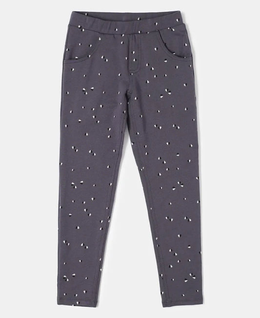 Super Combed Cotton Elastane French Terry Printed Jeggings - Periscope Print-1