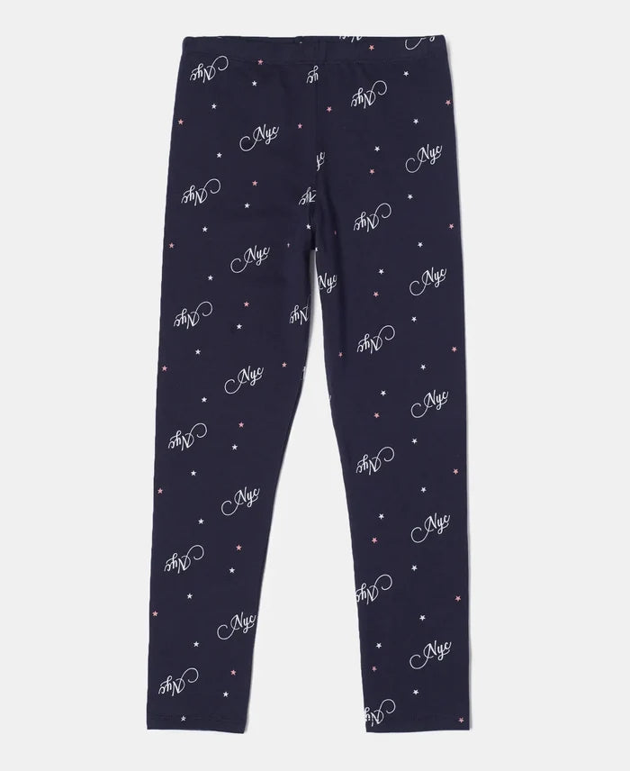 Super Combed Cotton Elastane Leggings - Navy Blazer Printed-1