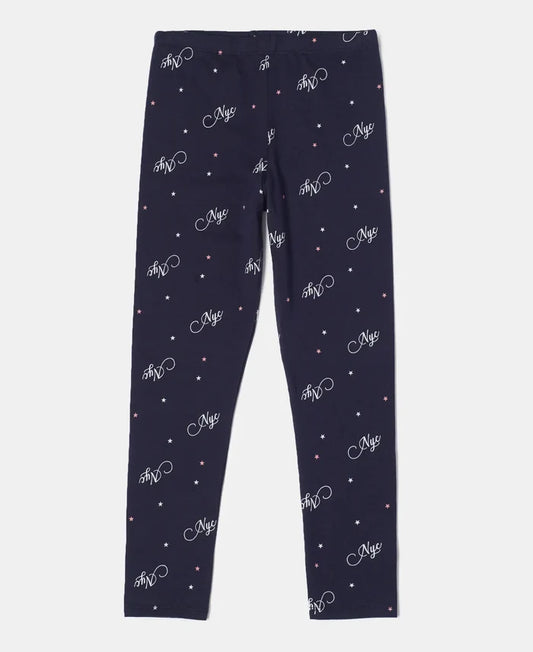 Super Combed Cotton Elastane Leggings - Navy Blazer Printed-1