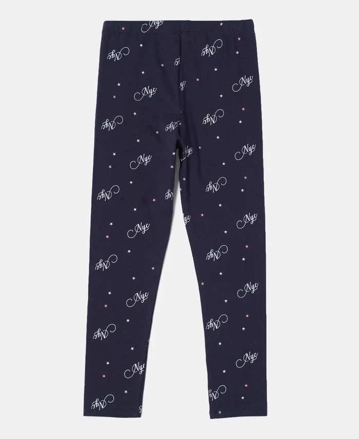 Super Combed Cotton Elastane Leggings - Navy Blazer Printed-2