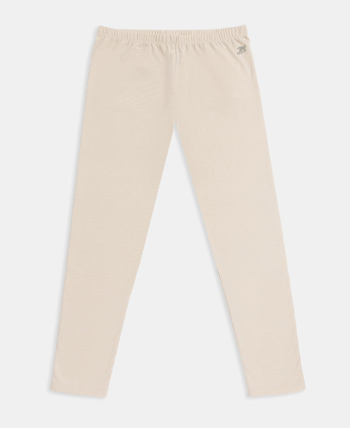 Girl's Super Combed Cotton Elastane Stretch Printed Leggings - French Oak