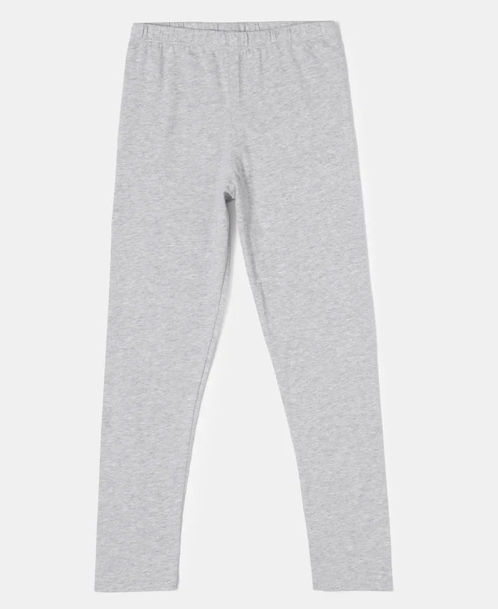 Super Combed Cotton Elastane Solid Leggings - Light Grey Melange - Light Grey Melange-1