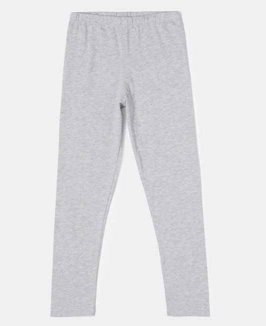 Super Combed Cotton Elastane Solid Leggings - Light Grey Melange - Light Grey Melange-1