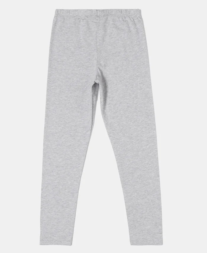 Super Combed Cotton Elastane Solid Leggings - Light Grey Melange - Light Grey Melange-2