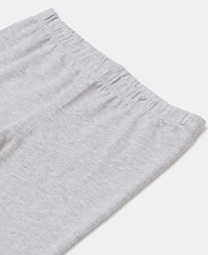 Super Combed Cotton Elastane Solid Leggings - Light Grey Melange - Light Grey Melange-3