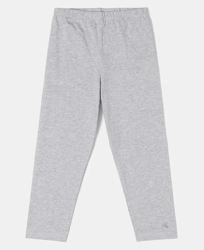 Super Combed Cotton Elastane Three Quarter Leggings - Light Grey Melange - Light Grey Melange-1