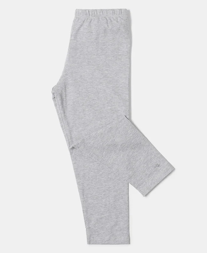 Super Combed Cotton Elastane Three Quarter Leggings - Light Grey Melange - Light Grey Melange-5