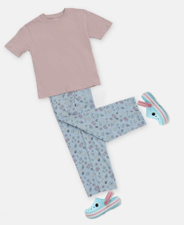 Girl's Super Combed Cotton Solid Short Sleeve T-Shirt - Violet Ice