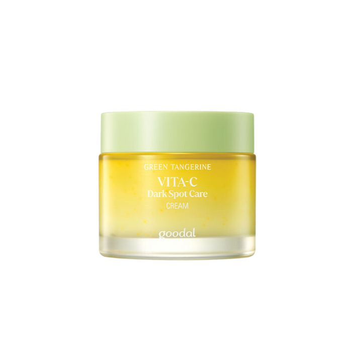 GOODAL Green Tangerine Vita C Dark Spot Care Cream is a radiance-boosting moisturizer formulated to visibly reduce dark spots and uneven skin tone. Enriched with Citrus Tangerina (Tangerine) Extract, a natural source of Vitamin C, and Niacinamide, it works to brighten and smooth the skin over time. The cream also includes Panthenol, Glycerin, and Meadowfoam Seed Oil to provide long-lasting hydration and barrier support. Soothing plant extracts like Camellia Sinensis Leaf Extract and Turmeric Roo
