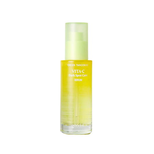 GOODAL Green Tangerine Vita C Dark Spot Care Serum is a brightening serum designed to target dark spots and uneven skin tone. Enriched with Citrus Tangerina (Tangerine) Extract and Niacinamide, it helps to brighten and revitalize the complexion. The addition of Arbutin and Sodium Hyaluronate improves skin texture and provides hydration, while Turmeric Root Extract soothes and nourishes the skin with its anti-inflammatory properties. Infused with natural extracts like Centella Asiatica, Camellia
