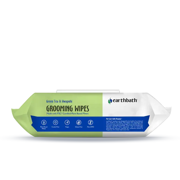 Grooming Wipes Green Tea & Awapuhi for Dogs - Earthbath - 100's
