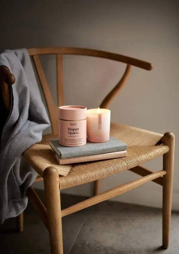 Happy Space Scented Candle - Rose Geranium and Amber - Aery Living