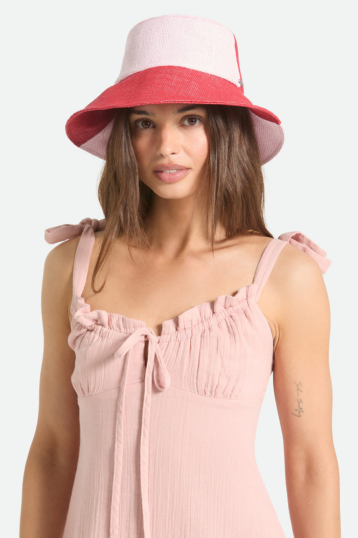 Women's Harmony Packable Bucket Hat in the color Silver Pink/Adrenaline Rush - Women's Front View