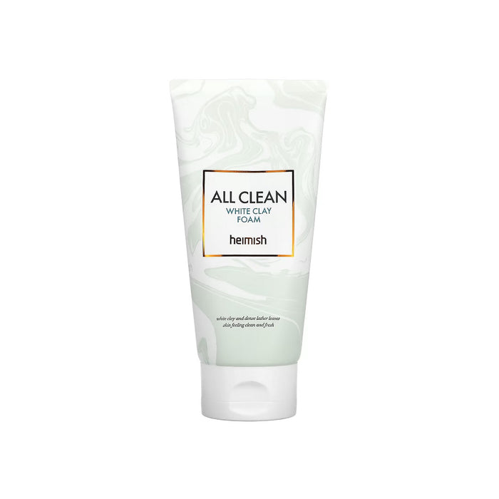 HEIMISH All Clean White Clay Foam is a purifying cleanser designed to deeply cleanse and detoxify the skin. Formulated with White Clay (Kaolin) and Bentonite, it absorbs excess oil and removes impurities from pores without stripping moisture. Enriched with Hyaluronic Acid and Glycerin, it keeps the skin hydrated and soft, while natural oils like Orange Peel Oil and Lavender Oil provide a refreshing and calming effect. This rich foam cleanser leaves your skin feeling clean, balanced, and revitali