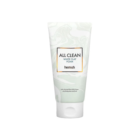 HEIMISH All Clean White Clay Foam is a purifying cleanser designed to deeply cleanse and detoxify the skin. Formulated with White Clay (Kaolin) and Bentonite, it absorbs excess oil and removes impurities from pores without stripping moisture. Enriched with Hyaluronic Acid and Glycerin, it keeps the skin hydrated and soft, while natural oils like Orange Peel Oil and Lavender Oil provide a refreshing and calming effect. This rich foam cleanser leaves your skin feeling clean, balanced, and revitali