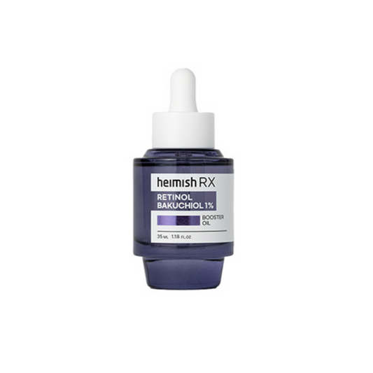 HEIMISH RX Retinol Bakuchiol Booster Oil is a lightweight facial oil designed to target fine lines, improve skin texture, and boost radiance. Powered by &nbsp;0.9% Bakuchiol and 0.1% Retinol, it promotes smoother, firmer skin while minimizing signs of aging. Niacinamide brightens and evens out skin tone, while Tocopherol (Vitamin E) provides antioxidant protection. Its fast-absorbing formula nourishes without greasiness, leaving your skin soft, hydrated, and visibly revitalized.