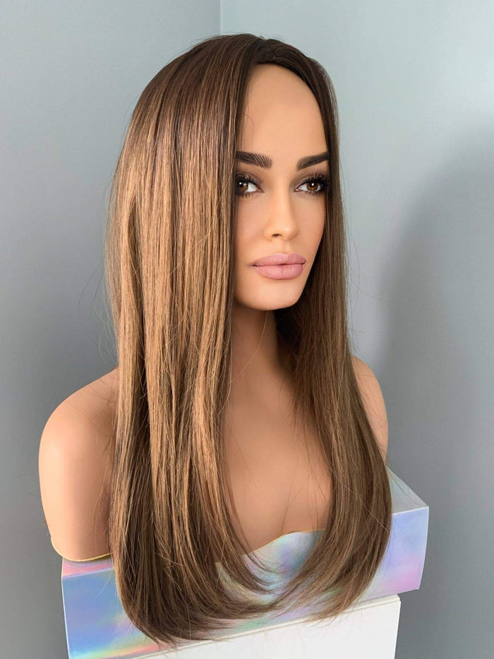 Holly Silky Straight Brown Wig, ultra-long length with smooth glossy finish, designed for glamorous looks.