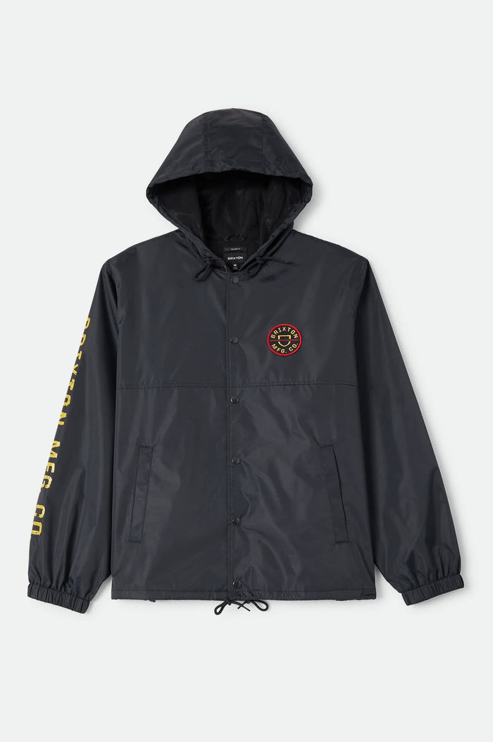 Men's Hooded Claxton Lightweight Jacket in the color Black - Front Product View
