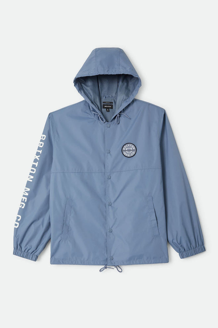 Men's Hooded Claxton Lightweight Jacket in the color Slate Blue - Front Product View