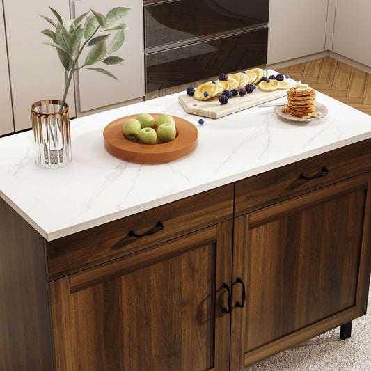 Îlot de cuisine Sturbridge 47,2'' avec plateau en bois massif et composite