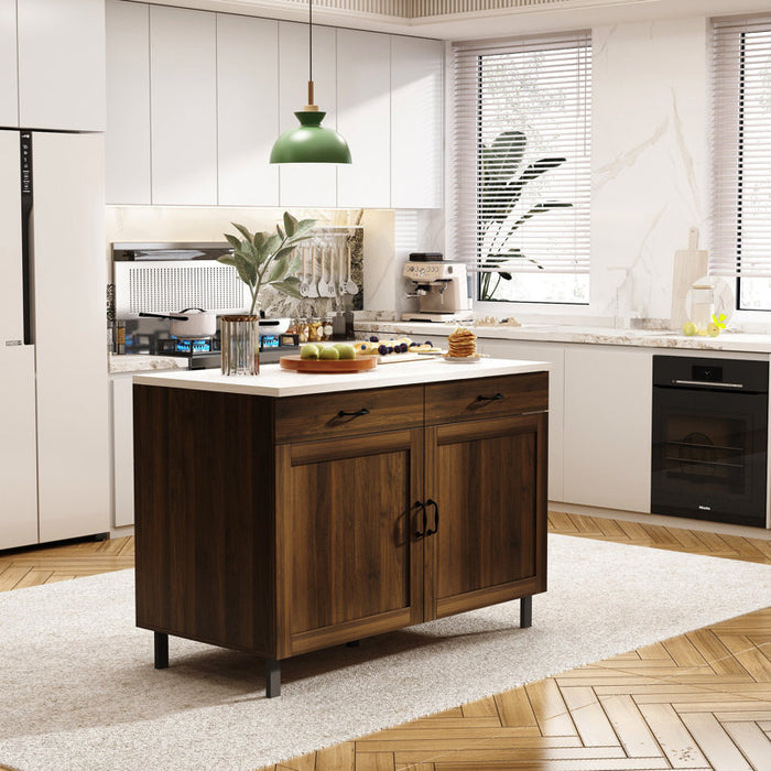 Îlot de cuisine Sturbridge 47,2'' avec plateau en bois massif et composite
