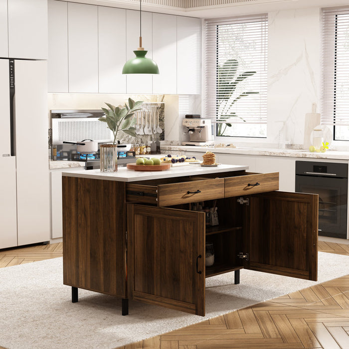 Îlot de cuisine Sturbridge 47,2'' avec plateau en bois massif et composite