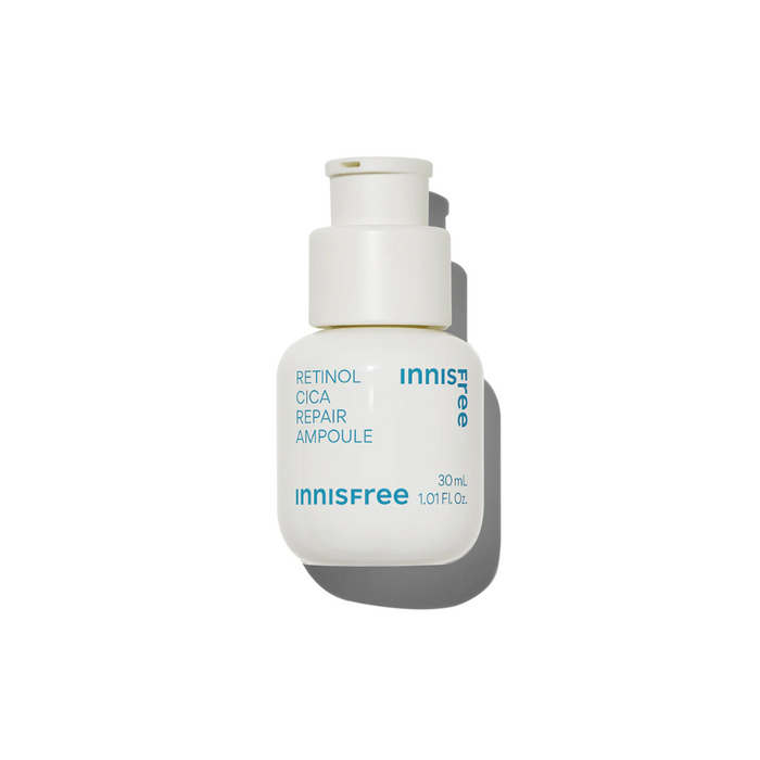 INNISFREE Retinol Cica Repair Ampoule combines the power of Retinol with soothing ingredients like Asiaticoside and Madecassic Acid to target skin concerns such as fine lines, uneven texture, and blemishes. Infused with Niacinamide for brightening, and Ceramide and Cholesterol for barrier repair, this ampoule delivers deep hydration and supports skin recovery. With added Hyaluronic Acid, Beta-Glucan, and Vitamin E, it promotes smoother, clearer skin while reducing irritation. Ideal for those loo
