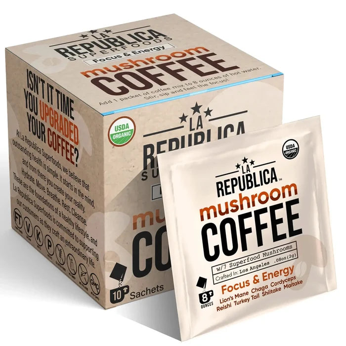 Instant 7 Mushroom Coffee Single Serving (10 pack) - La Republica