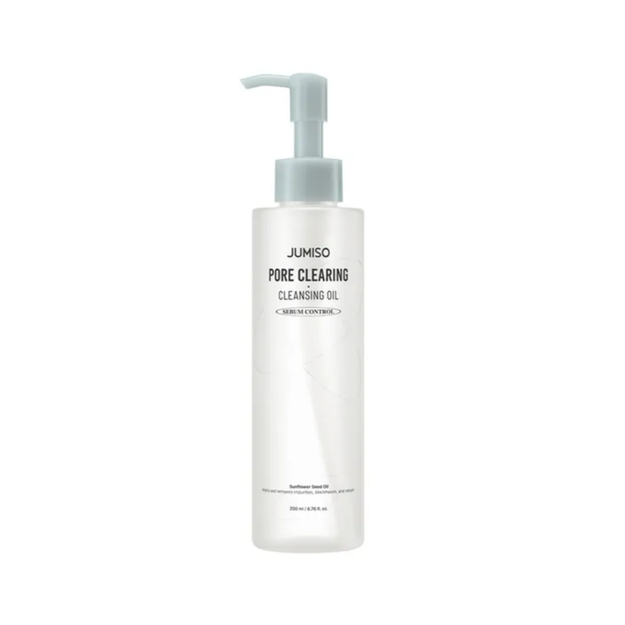 JUMISO Pore Clearing Cleansing Oil is a lightweight cleansing oil designed to melt away makeup, sunscreen, excess oil, and daily impurities while helping keep pores clear. Formulated with Sunflower Seed Oil, Grape Seed Oil, Squalane, Jojoba Seed Oil, Macadamia Seed Oil, Baobab Seed Oil, Tocopherol, and Centella Asiatica Oil, it helps nourish and soften the skin while cleansing without a heavy feel. Ideal as the first step in a double-cleansing routine, especially for normal, combination, oily, a