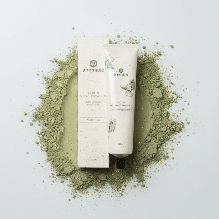 Annmarie Skin Care product with green powder on a light gray background