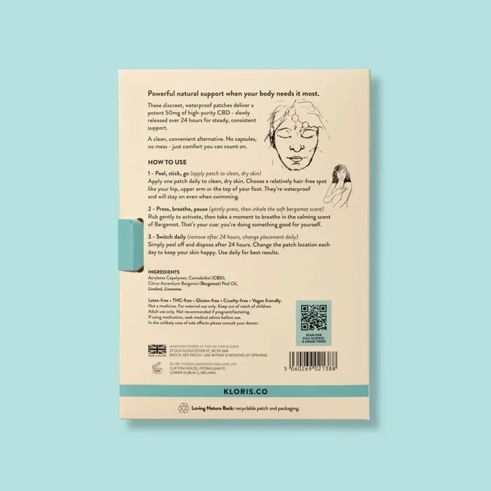 Back of a product packaging with text and illustrations on a light blue background