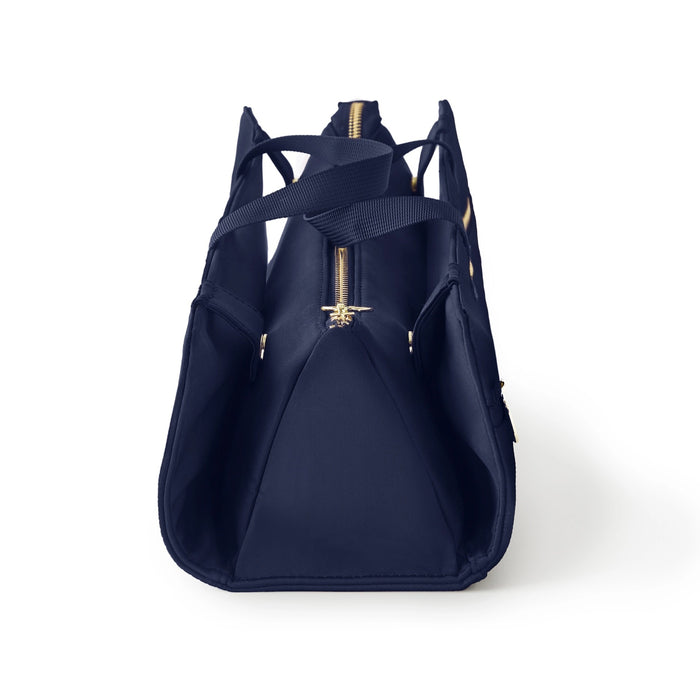The KUSSHI - Hair Tools Travel Bag in Navy is a rectangular, heat-resistant case with zipper closure, small carrying handles, and the KUSSHI label on the front.