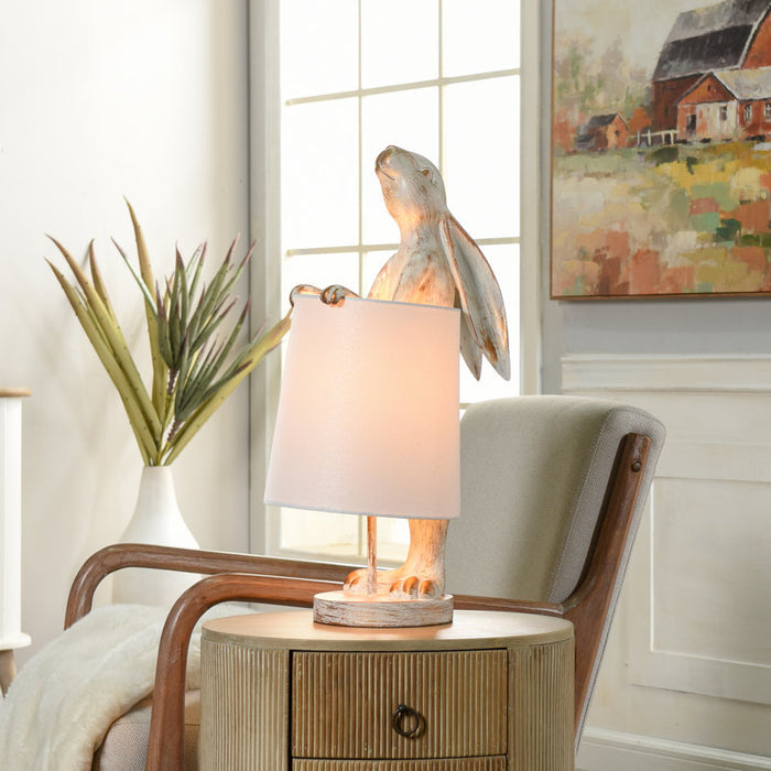 Lampe de table Malta 23" blanc cendré/cuivre clair