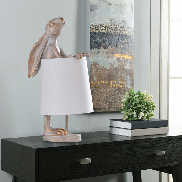 Lampe de table Malta 23" blanc cendré/cuivre clair