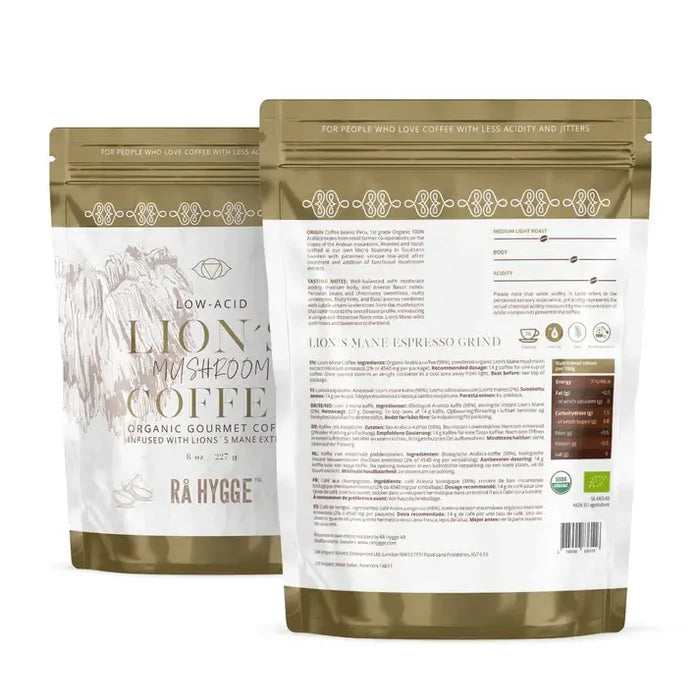 Lion's Mane Mushroom Coffee Espresso ground 227 g / 8 oz - Ra Hygge