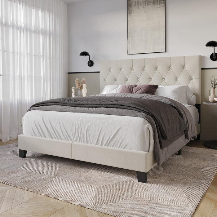 Lit rembourré Ambrey gris chaud Queen