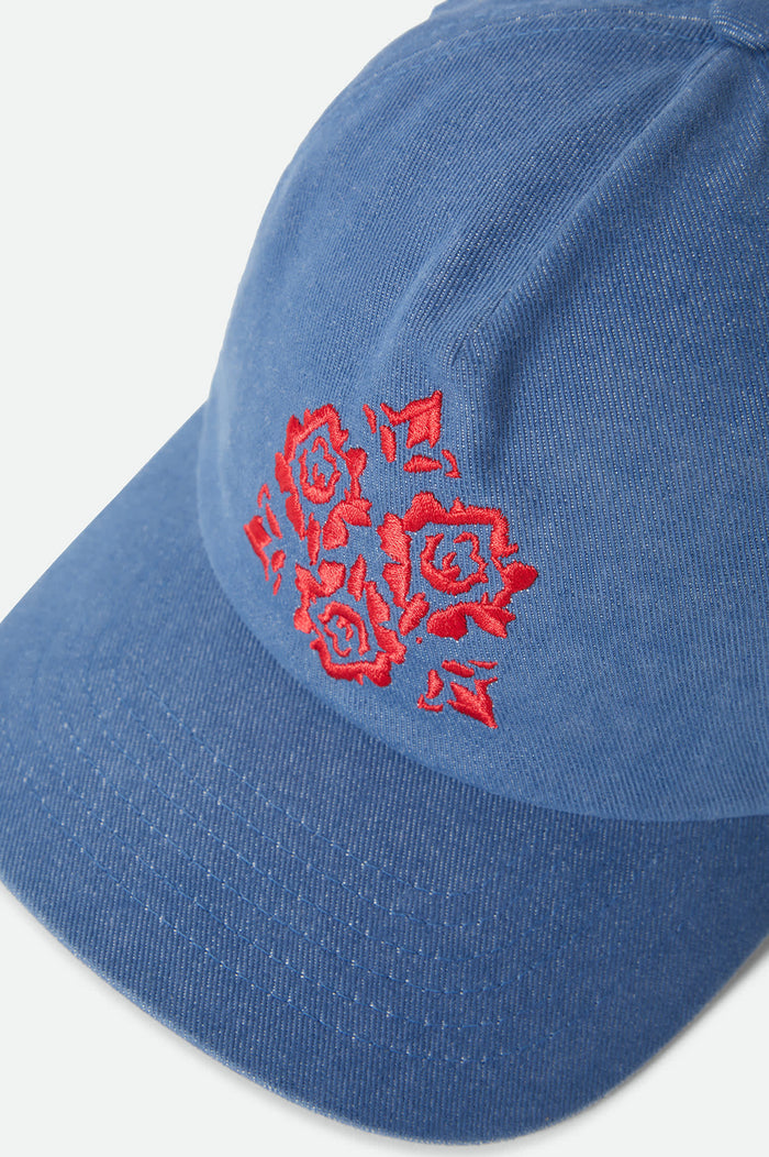 Women's Lola Embroidered Adjustable Hat in the color Light Washed Denim - Additional Laydown image