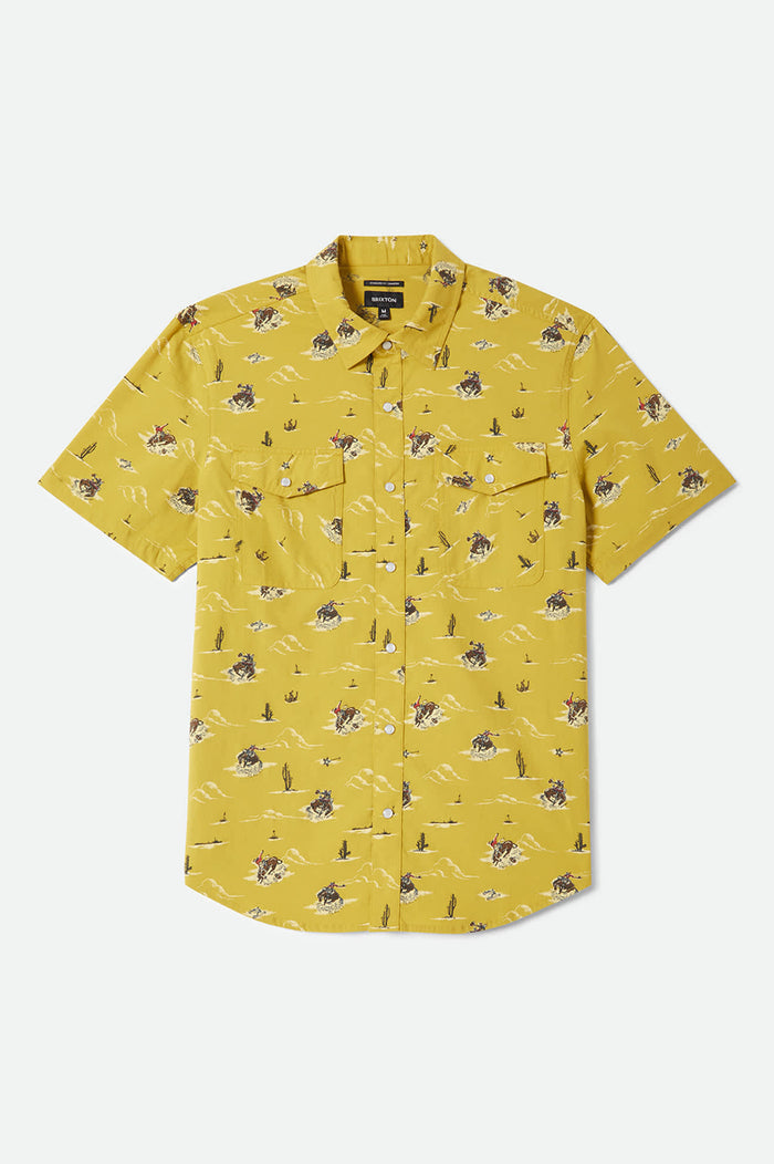 Men's Lone Star X Brixton Short Sleeve Shirt in the color Texas Gold - Front Product View
