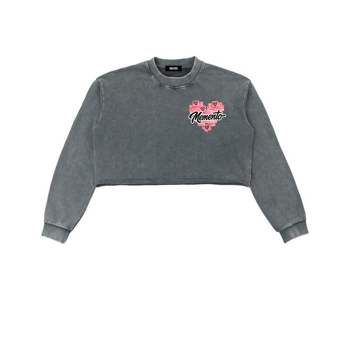 Love Me Snow Washed Raw Edge Cropped Sweatshirt