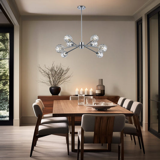 Lustre moderne Quaseem à 8 lumières, finition chrome poli
