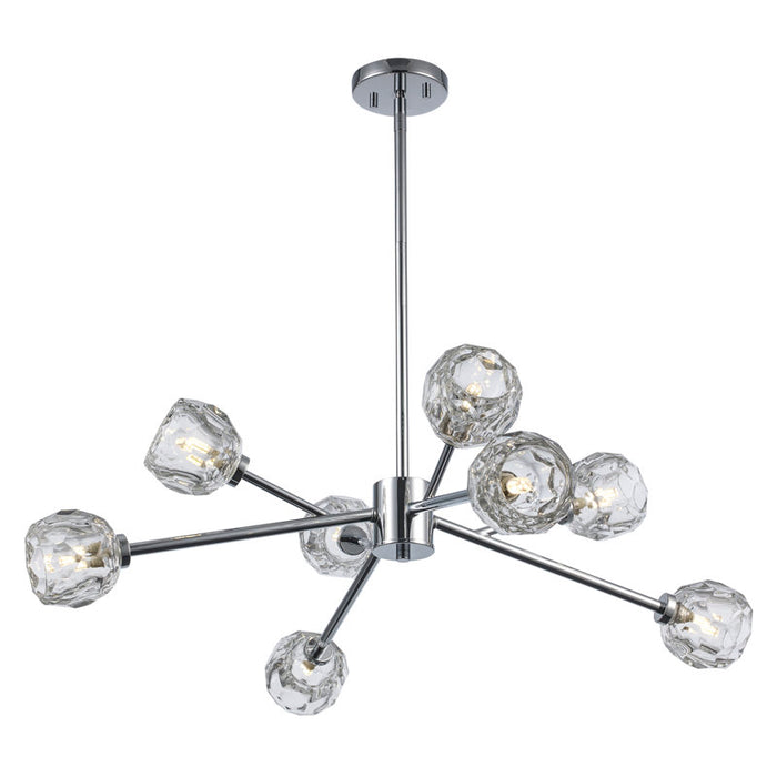 Lustre moderne Quaseem à 8 lumières, finition chrome poli